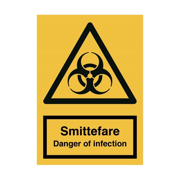 Skilt Advarselsskilt Smittefare - Danger of infection