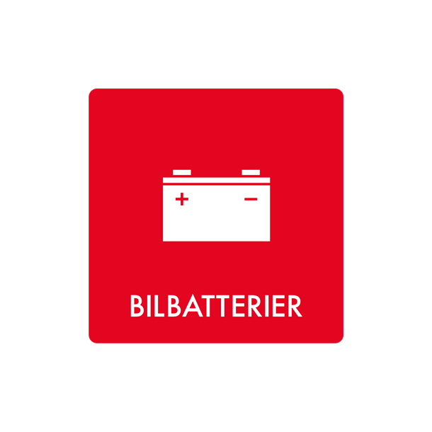 Skilt Affald Bilbatterier