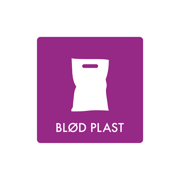 Skilt Affald Bl�d plast