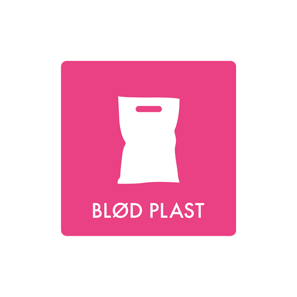 Skilt Affald Bl�d plast
