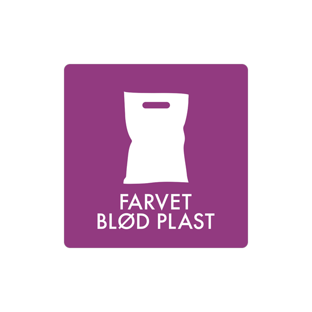 Skilt Affald Farvet bld plast