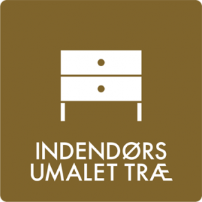 Skilt Affald Indendrs umalet tr