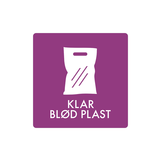 Skilt Affald Klar bl�d plast