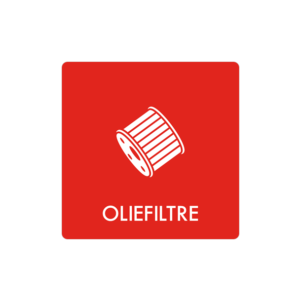 Skilt Affald Oliefiltre