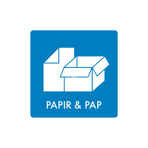 Skilt Affald Papir og Pap min. 10 stk