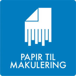 Skilt Affald Papir til makulering