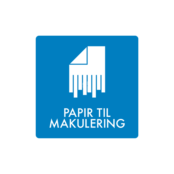 Skilt Affald Papir til makulering min. 10 stk