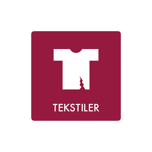 Skilt Affald Tekstiler min. 10 stk