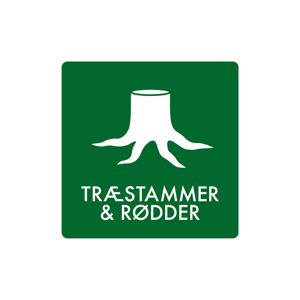 Skilt Affald Tr�stammer og r�dder