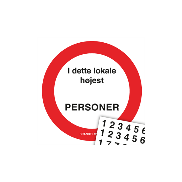 Skilt Brand Sikkerhedsskilt H�jest antal personer i lokale