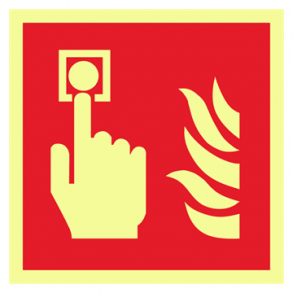 Skilt Brand Brandalarm alarmknap