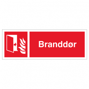 Skilt Brand Branddr med tekst og brandsymbol