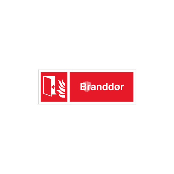 Skilt Brand Branddr med tekst og brandsymbol