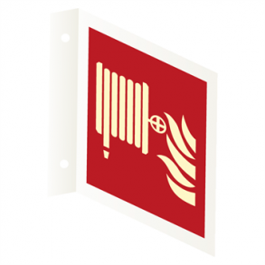 Skilt Brand Efterlysende L-skilt Brandslange uden tekst