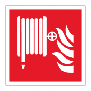 Skilt Brand Brandslange med brandsymboler