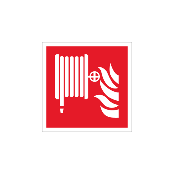 Skilt Brand Brandslange med brandsymboler