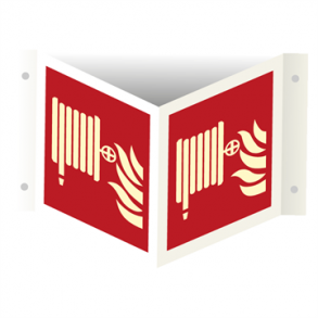 Skilt Brand Efterlysende Vinkelskilt Brandslange uden tekst