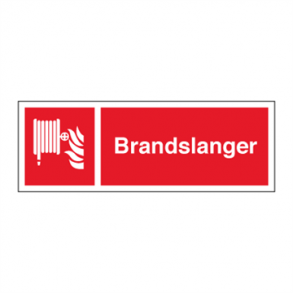 Skilt Brand Brandslanger aflangt med tekst