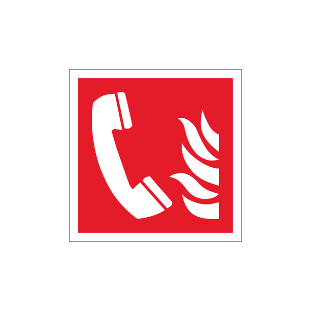 Skilt Brand Brandtelefon og n�dtelefon