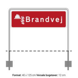 Skilt Brand udendrs i flere varianter Brandvej