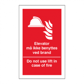 Skilt Brandskilt Elevator m ikke benyttes ved brand