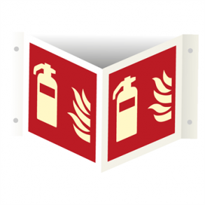 Skilt Brand Efterlysende Vinkelskilt Ildslukker uden tekst 