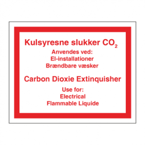 Skilt Brand DK EN Kulsyresneslukker 