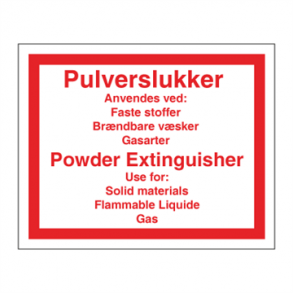 Skilt Brand DK EN Pulverslukker 