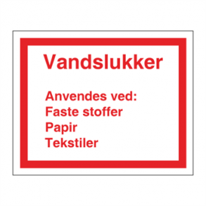 Skilt Brand Vandslukker