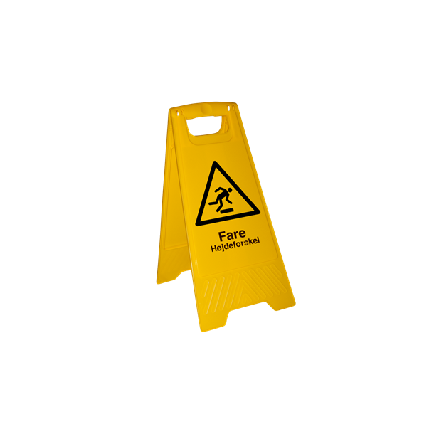 Skilt Fritst�ende Advarsel Fare H�jdeforskel