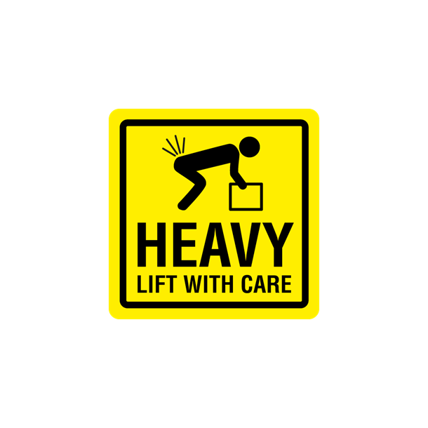 Skilt Farem�rkat HEAVY Lift with care