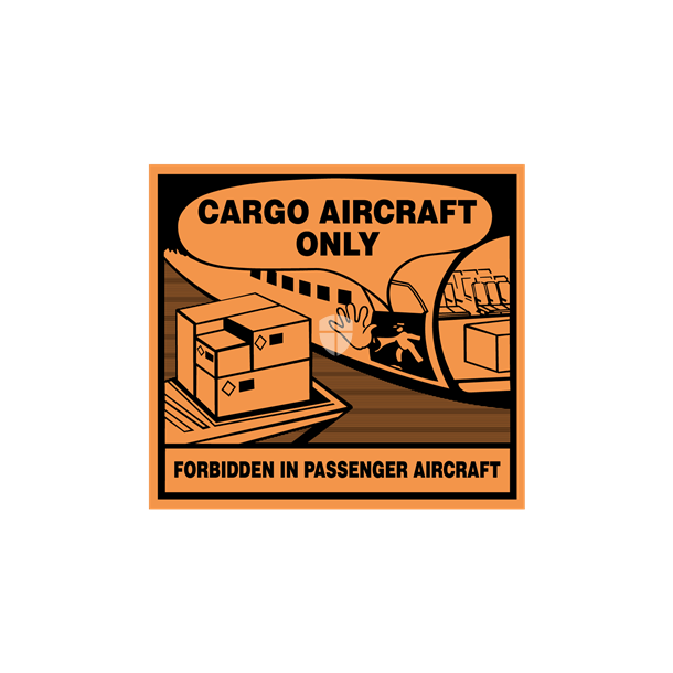 Skilt Faremrkat Cargo Aircraft Only etiketter CAO IATA label