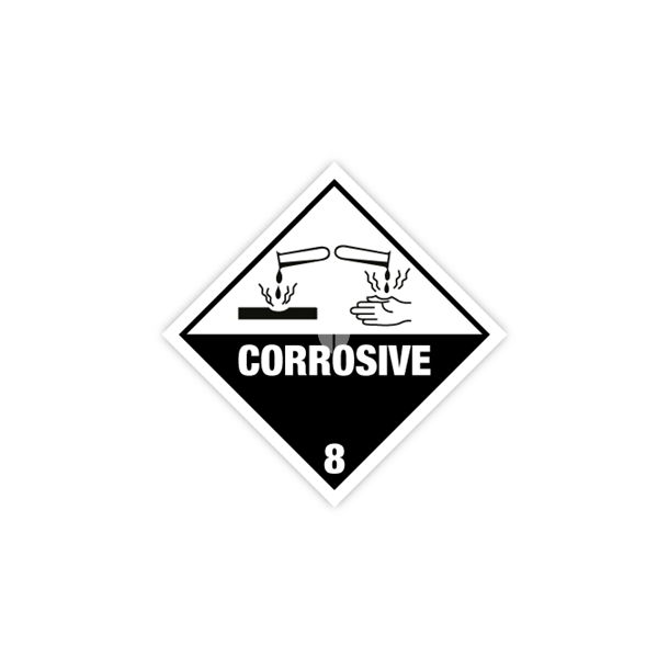 Skilt Fareseddel Corrosive kl. 8