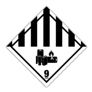 Skilt Fareseddel Lithium Batteri kl. 9 