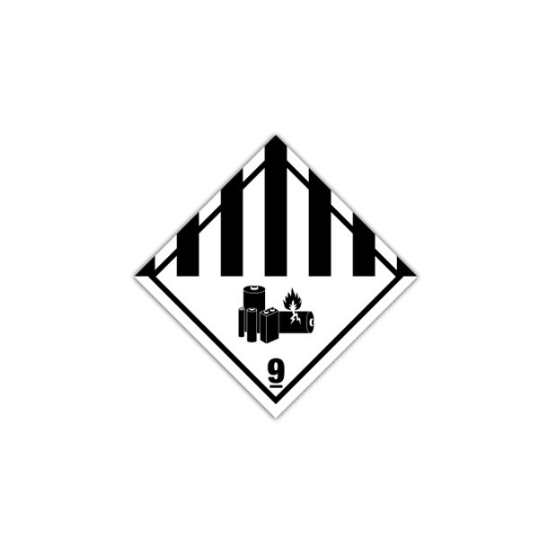 Skilt Fareseddel Lithium Batteri kl. 9 