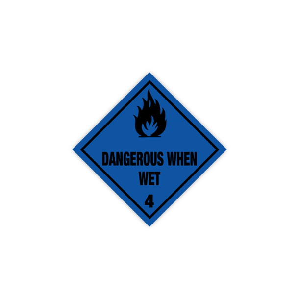 Skilt Fareseddel Dangerous when wet kl. 4 
