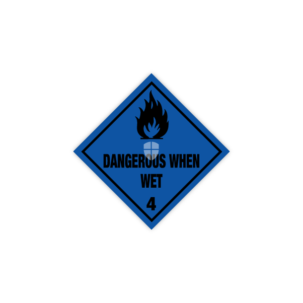 Skilt Fareseddel Dangerous when wet kl. 4 