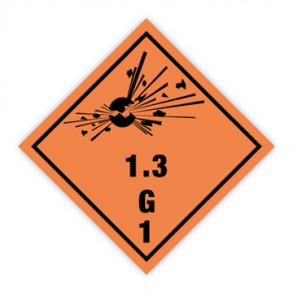 Skilt Fareseddel Explosives kl. 1.3 G