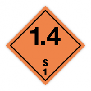 Skilt Fareseddel Explosives kl. 1.4 S