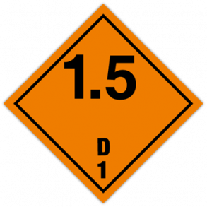 Skilt Fareseddel Explosives kl. 1.5 D1