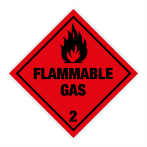 Skilt Fareseddel Flammable Gas kl. 2 