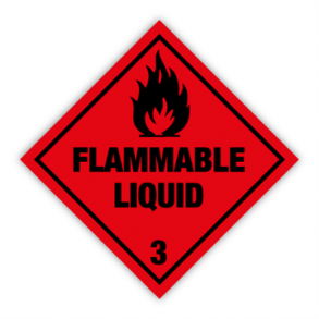Skilt Fareseddel Flammable liquid kl. 3