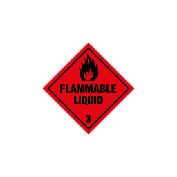 Skilt Fareseddel Flammable liquid kl. 3