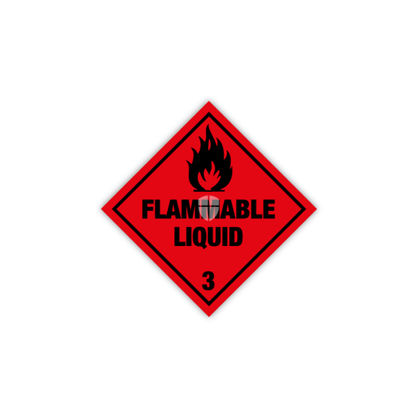 Skilt Fareseddel Flammable liquid kl. 3