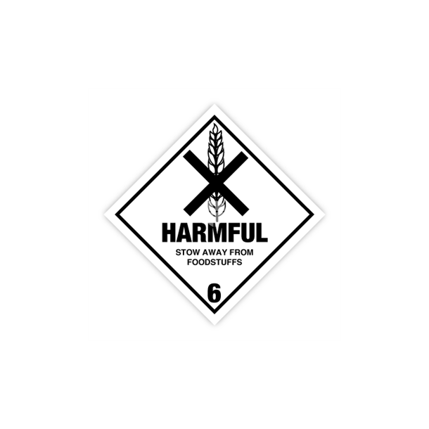 Skilt Fareseddel Non-flammable Harmful kl. 6.1