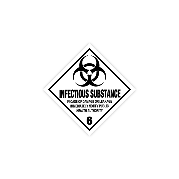 Skilt Fareseddel Infectious substance kl. 6