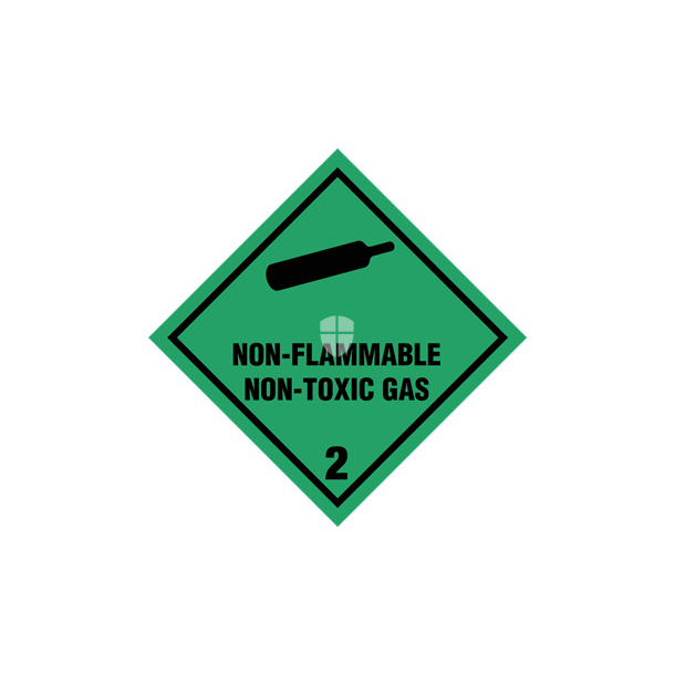 Skilt Fareseddel Non-flammable Non-toxic gas kl. 2 