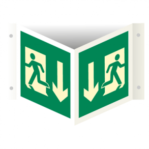 Skilt Flugtvejsskilt Efterlysende Vinkelskilt Flugtvej nedad