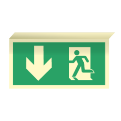 Skilt Flugtvejsskilt til loftmontage Ndudgang ned