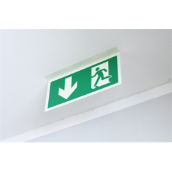 Skilt Flugtvejsskilt til loftmontage Ndudgang ned